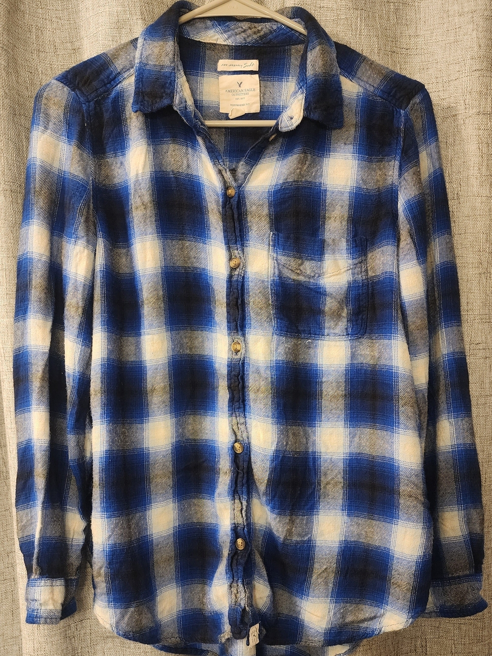 American Eagle Outfitters Blue Boyfriend Fit Flannel